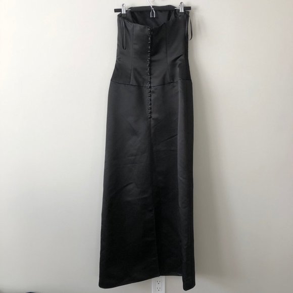 Black Satin Strapless Fitted Formal Grad Gown 6 $15 Dresses if you Buy 2 or more - Picture 3 of 9